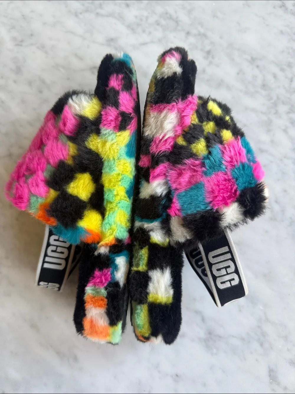 Ugg Kids Fluff Yeah Checkered Slippers